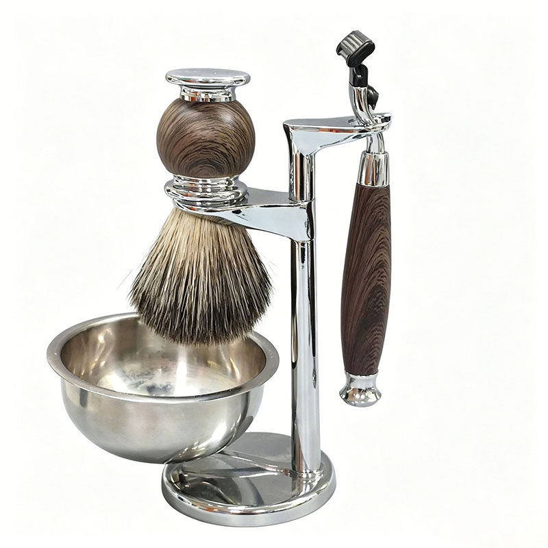 Shaving Brush Set - 4-delige scheerset voor mannen met antisliphandvat,
