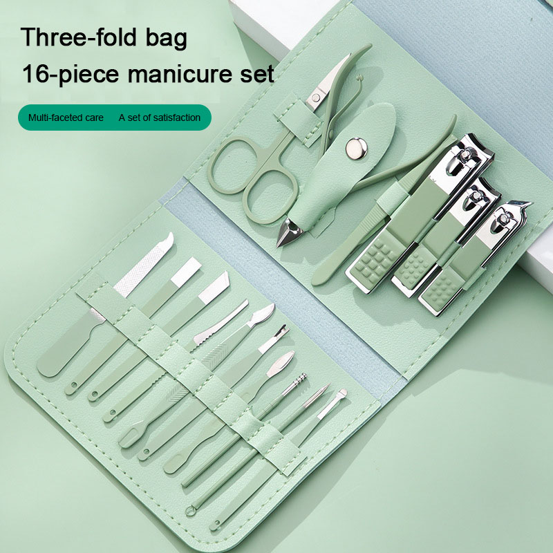 Nail Care Kit Mens - 16-delige professionele nagelknipperset van roestvrij staal,