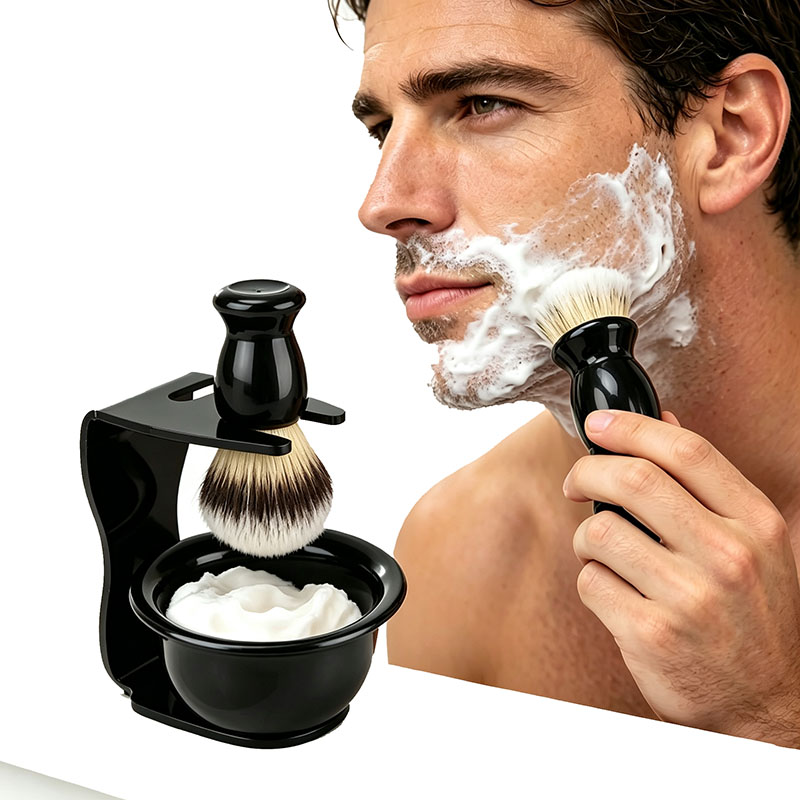 Shaving Brush Set - Scheerkwastset met standaard 3-in-1 scheerzeepbakje, scheerkwastmok,